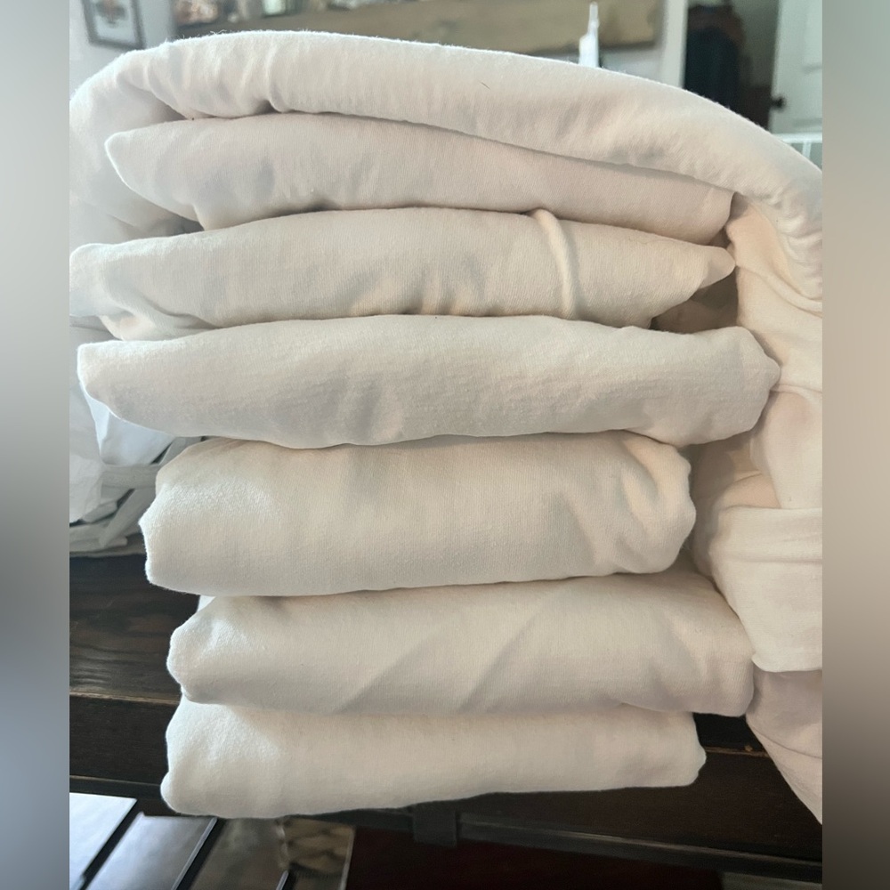 SEVEN white TShirts Lot Polo & Stanford size L Lg Under Shirts White